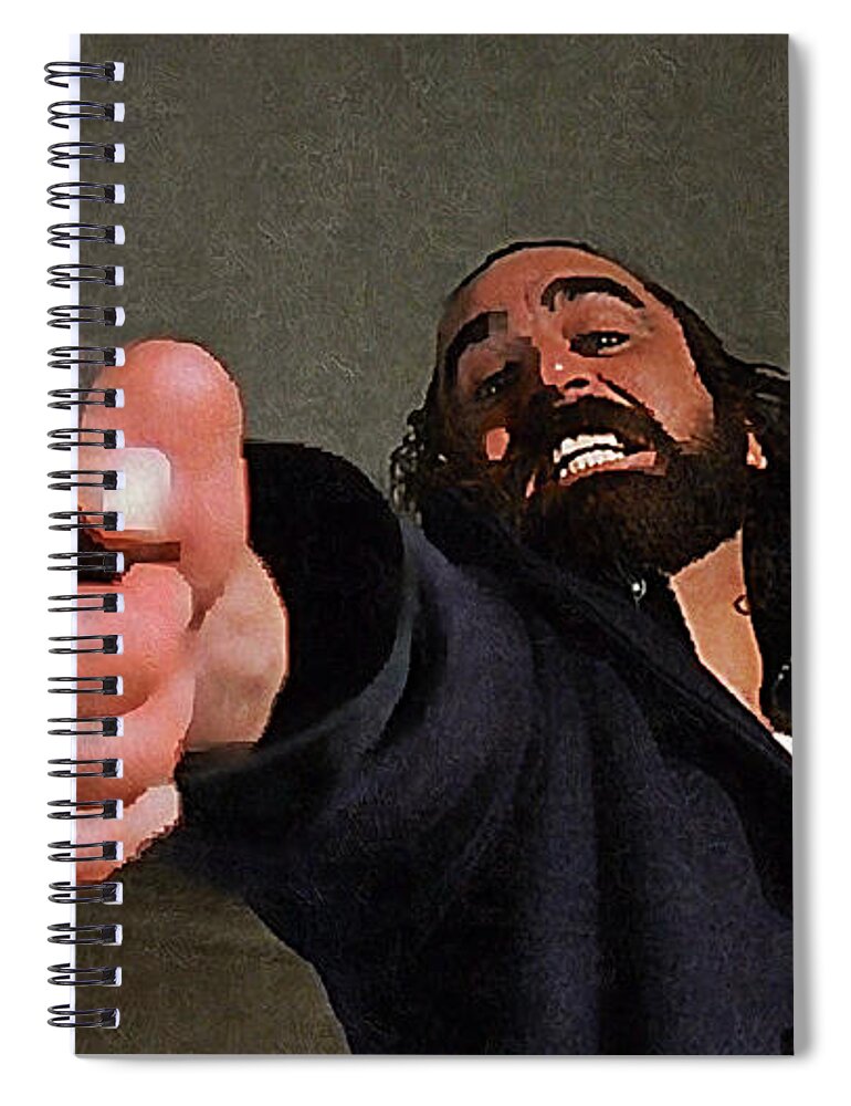 Gun Spiral Notebook featuring the painting Rocco by Mark Baranowski