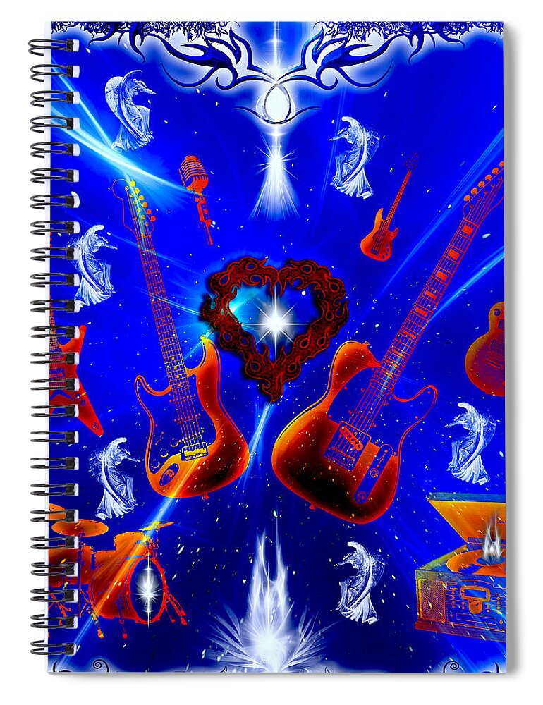 Rock And Roll Heaven Spiral Notebook featuring the digital art Rock And Roll Heaven by Michael Damiani