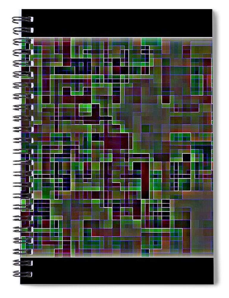Abstract Spiral Notebook featuring the digital art Rock and Roll Pixels by Andy Rhodes