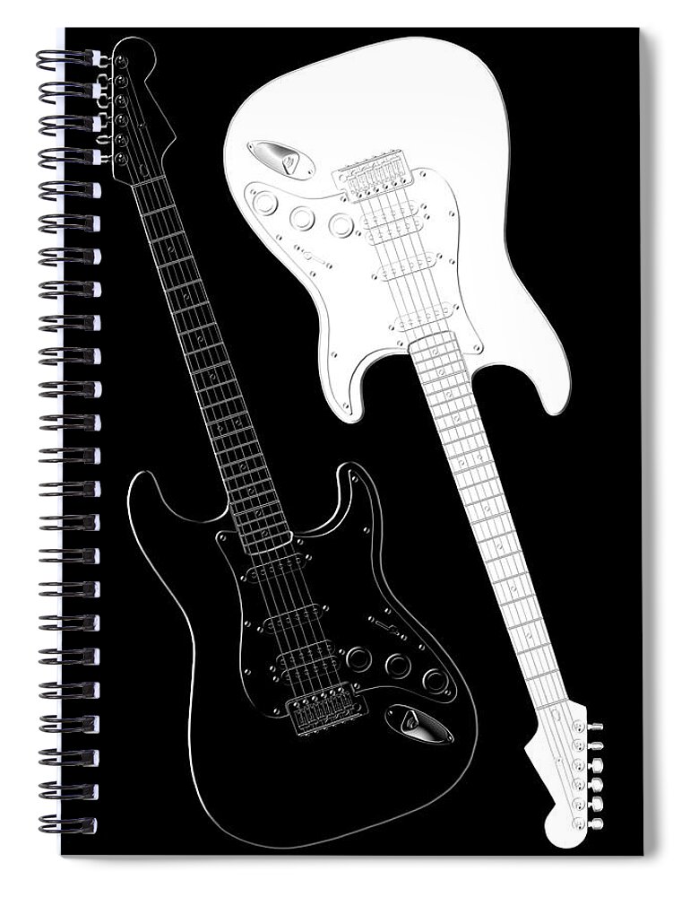 Rock And Roll Spiral Notebook featuring the digital art Rock and Roll Yin Yang by Mike McGlothlen