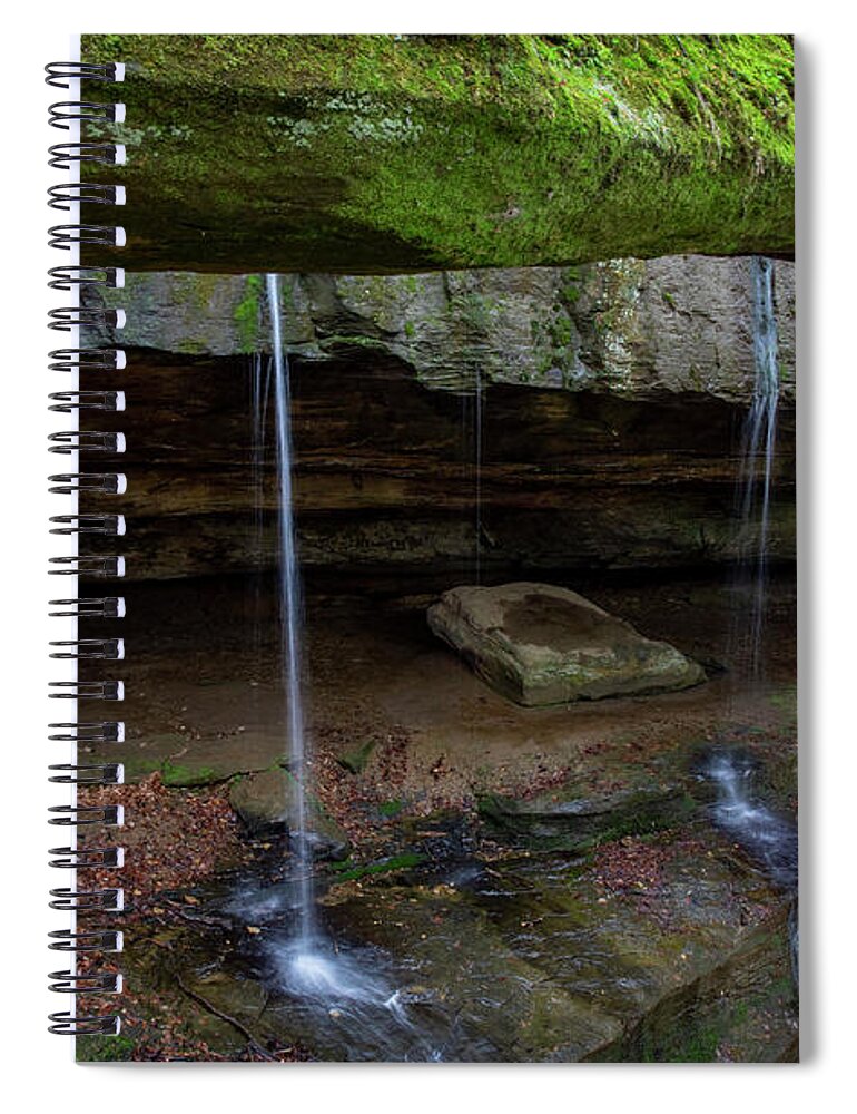 Rock Bridge Waterfalls Hocking Hills Spiral Notebook featuring the photograph Rock Bridge Waterfalls Hocking Hills Ohio by Dan Sproul