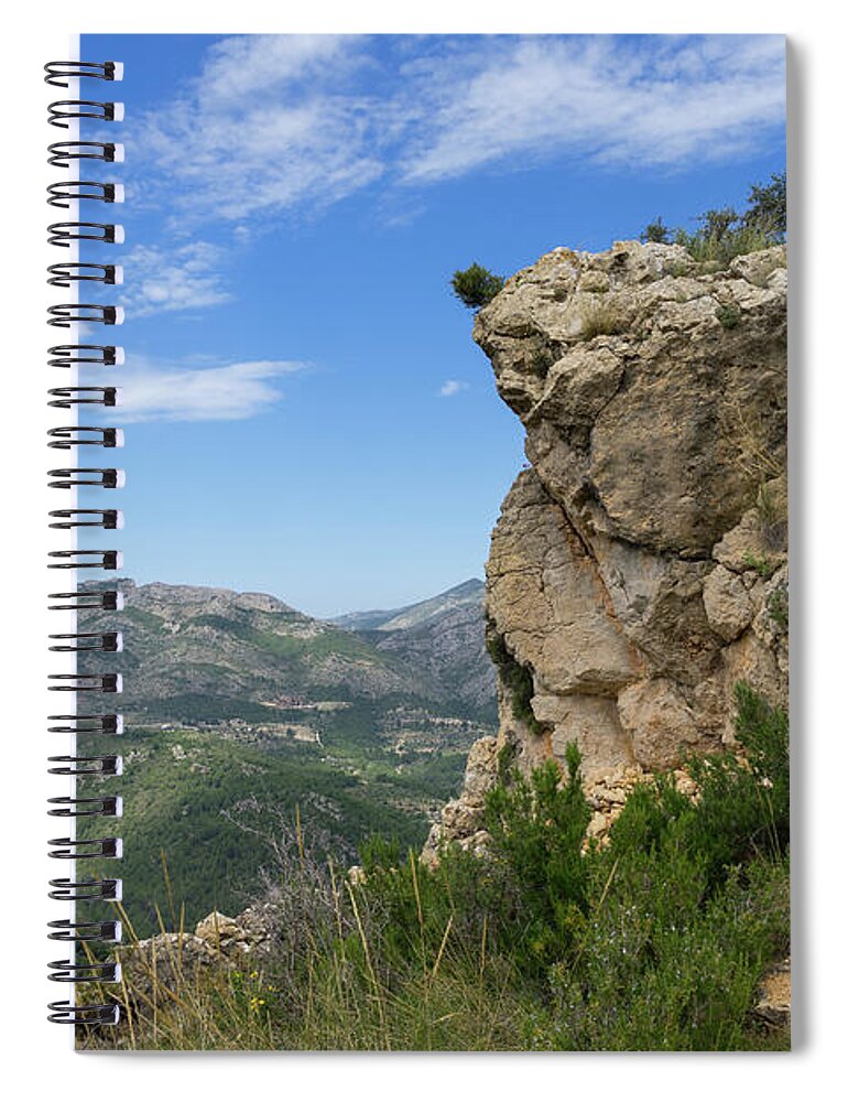 Mountains Spiral Notebook featuring the photograph Rock formation and wide mountain landscape by Adriana Mueller