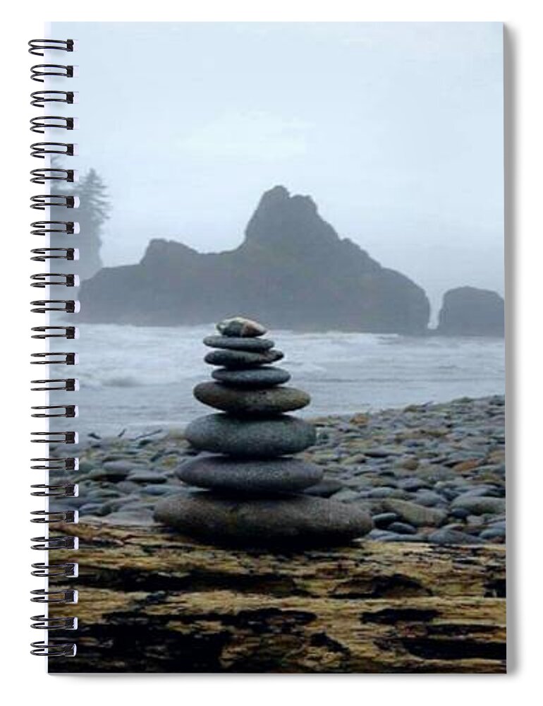 Pacific Northwest Spiral Notebook featuring the photograph Rock Stacks panoramic by Alexis King-Glandon
