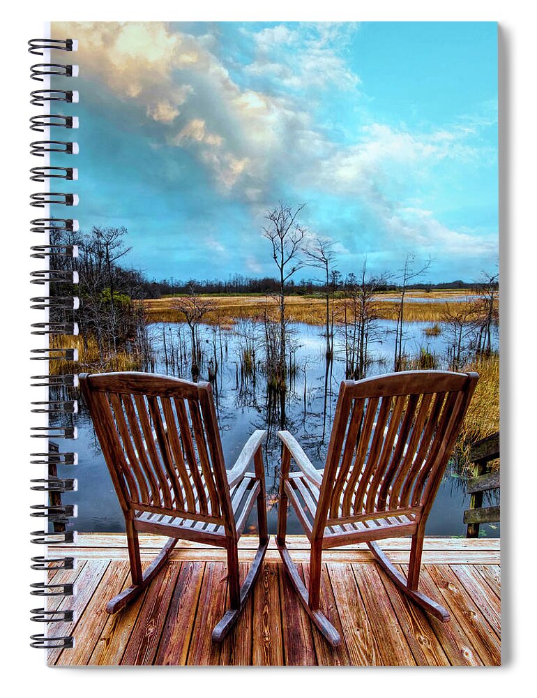 Clouds Spiral Notebook featuring the photograph Rocking on the Porch by Debra and Dave Vanderlaan