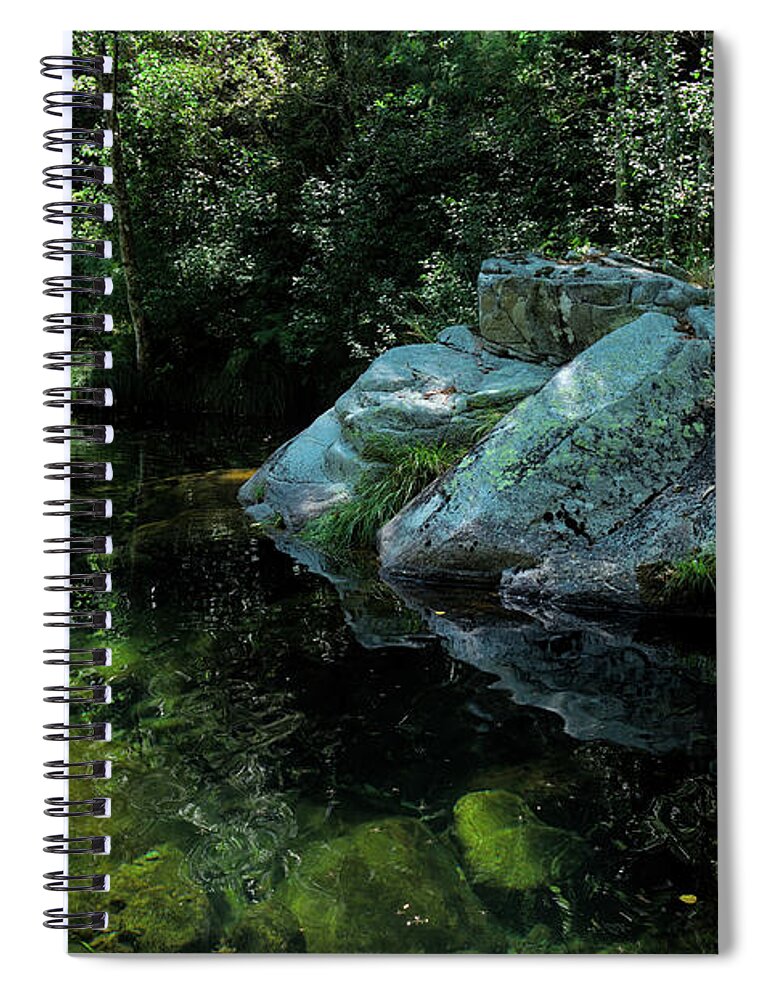 Sao Pedro Do Sul Spiral Notebook featuring the photograph Rocks and peaceful river in Carvalhais by Angelo DeVal