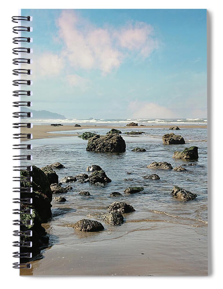 Beach Spiral Notebook featuring the photograph Rocky beach by Sylvia Cook