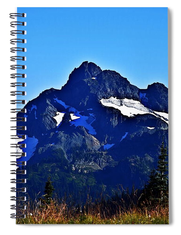 Cascades Spiral Notebook featuring the photograph Rocky Cascades Over a Meadow by Sea Change Vibes