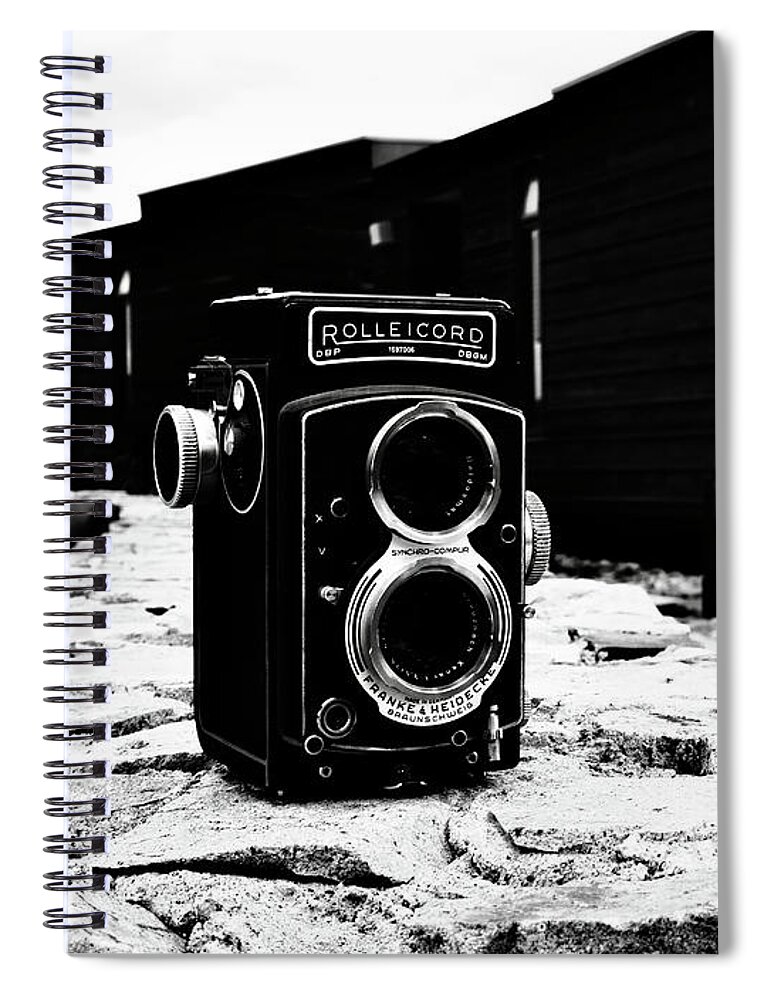 Camera Spiral Notebook featuring the photograph Rolleicord Valle De Guadalupe by John Vail
