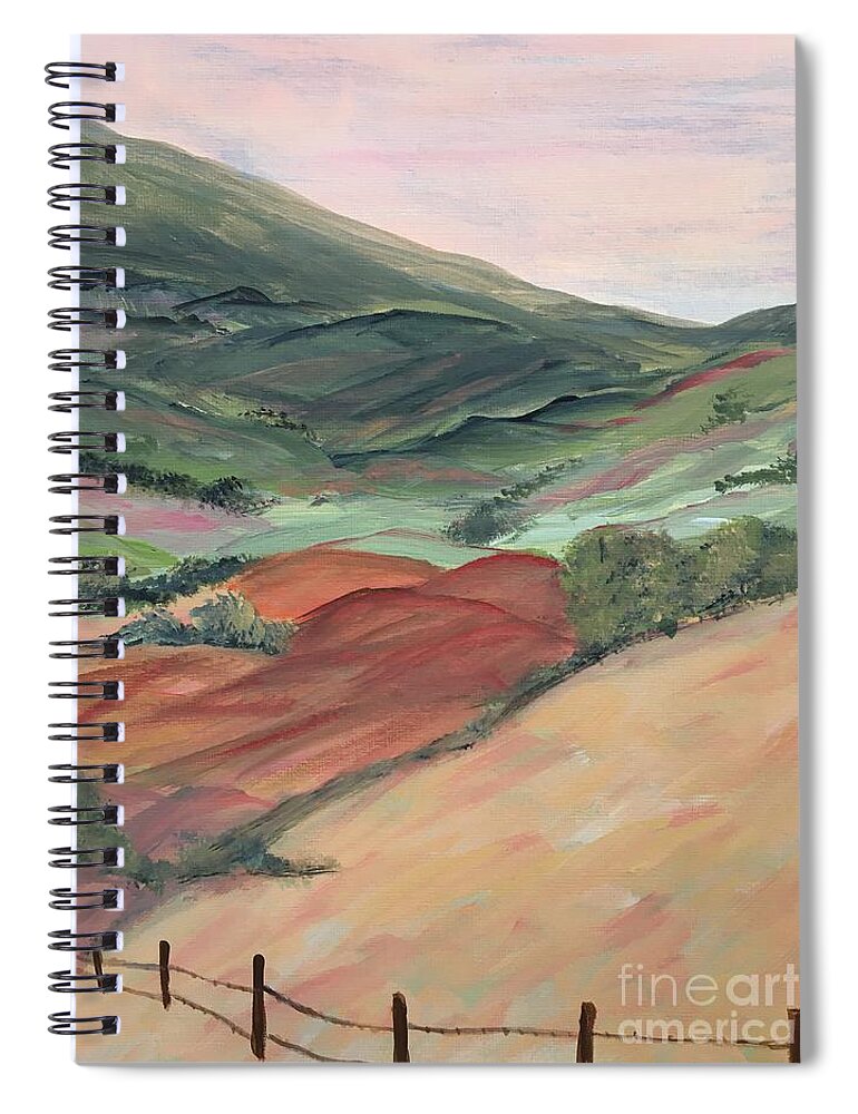 Nature Spiral Notebook featuring the painting Rolling Hills by Debora Sanders