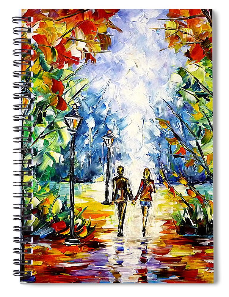 Colorful Park Spiral Notebook featuring the painting Romantic Day by Mirek Kuzniar