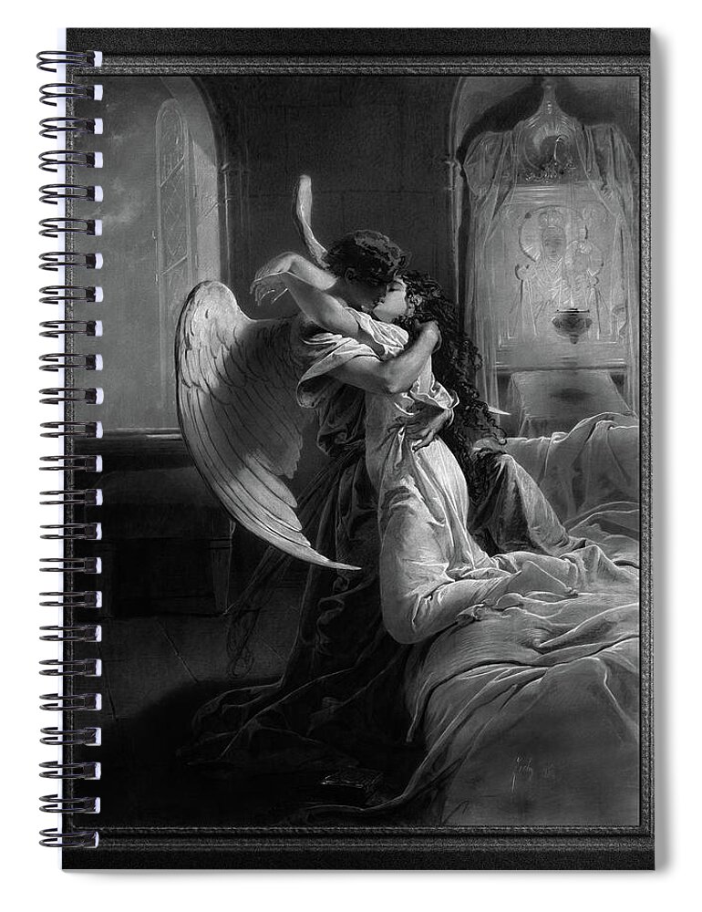 Romantic Encounter Spiral Notebook featuring the painting Romantic Encounter by Mihaly von Zichy by Xzendor7