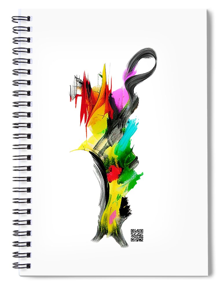 Dancer Spiral Notebook featuring the digital art Romantic Geisha Dancer by Rafael Salazar