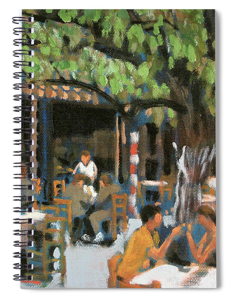 Outdoor Cafe Spiral Notebook featuring the painting Romantic Interlude by David Zimmerman