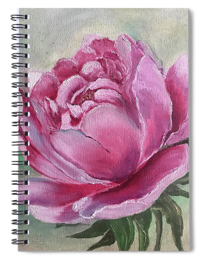 Wall Art Spiral Notebook featuring the painting Romantic love, pink peony art print by Tetiana Bielkina