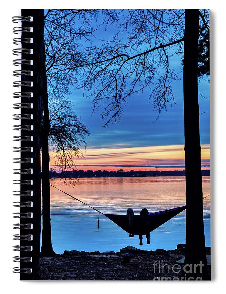 Lake Spiral Notebook featuring the photograph Romantic Sunset at the Lake by Amy Dundon
