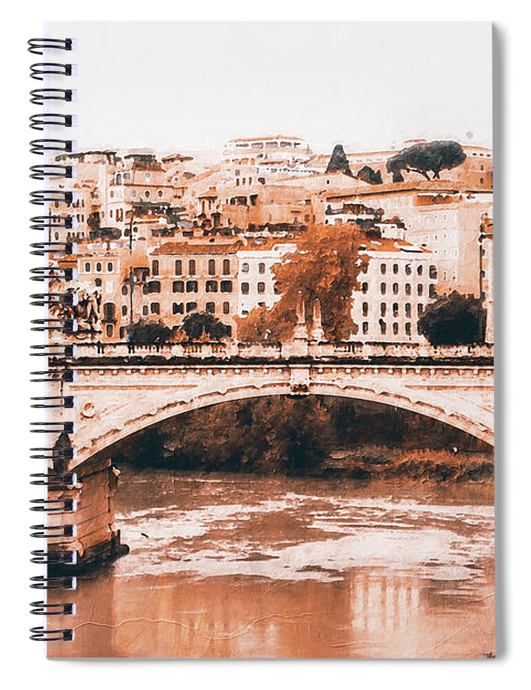Rome Spiral Notebook featuring the painting Rome Cityscape - 10 by AM FineArtPrints