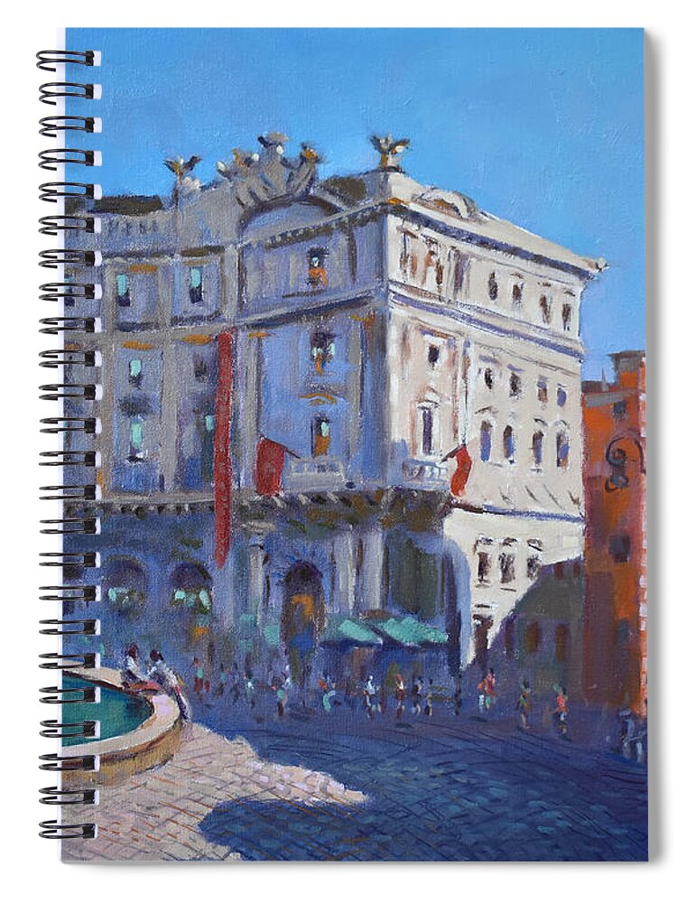Rome Spiral Notebook featuring the painting Rome Piazza Republica by Ylli Haruni
