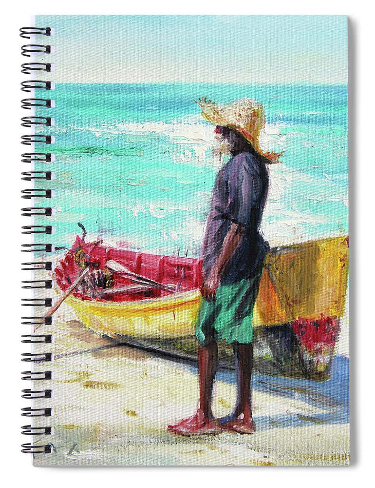 Fisherman Spiral Notebook featuring the painting Romulus and Powerplay by Jonathan Guy-Gladding JAG