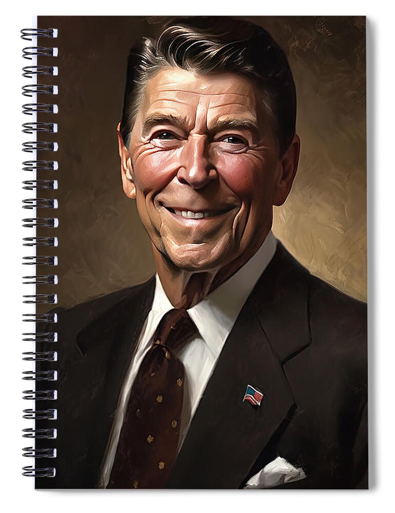 Ronald Reagan Spiral Notebook featuring the digital art Ronald Reagan by Carlos Diaz
