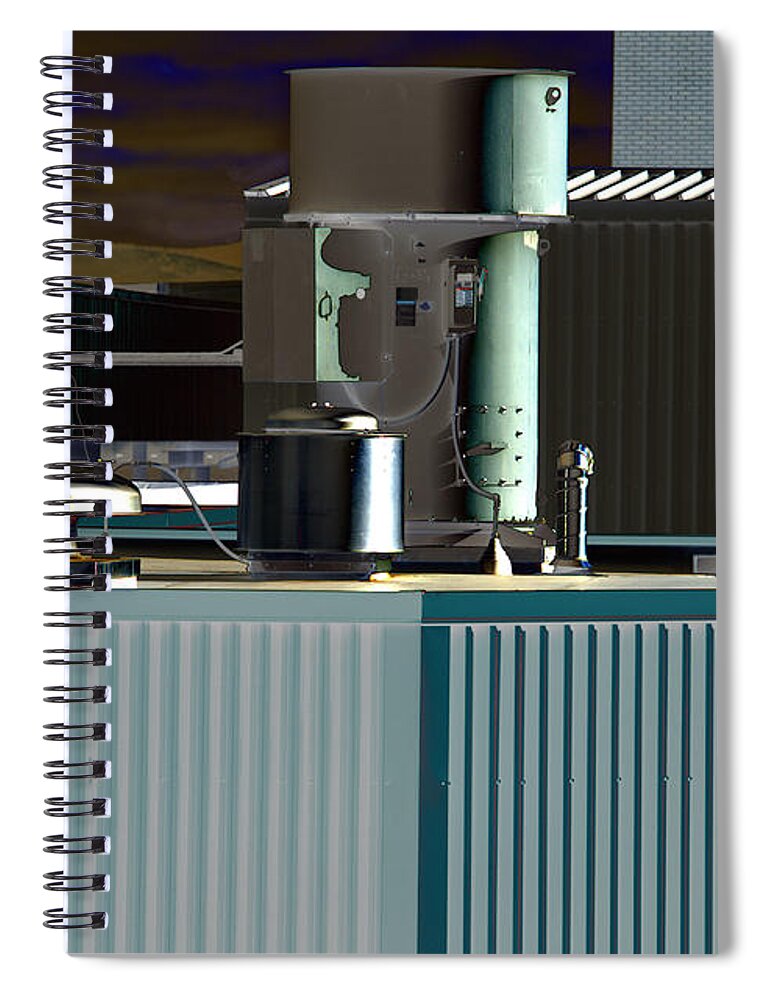 Outdoors Spiral Notebook featuring the mixed media Rooftop Geometrics Colorized by Kae Cheatham