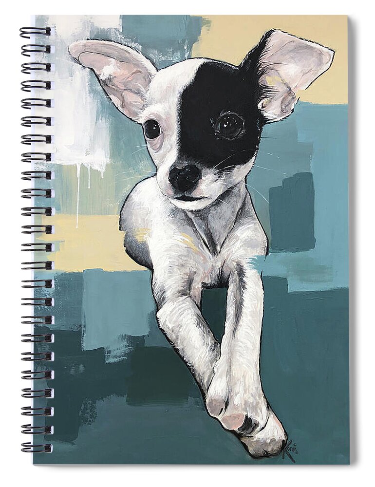 Dog Spiral Notebook featuring the painting Rooney by Konni Jensen