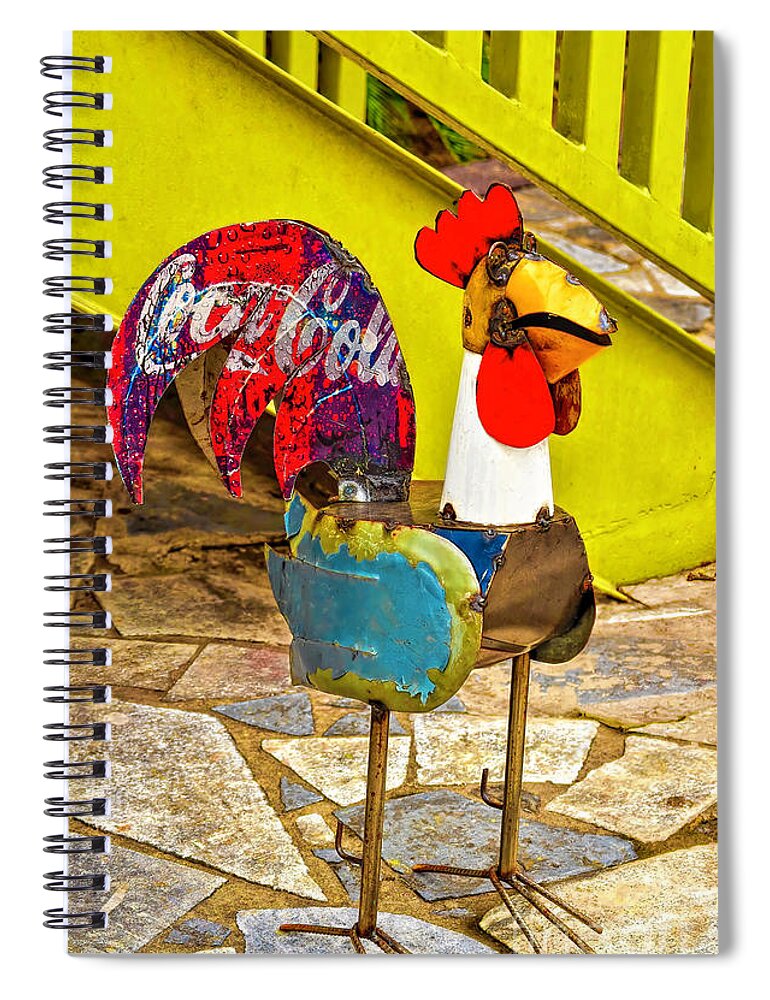 San Antonio Spiral Notebook featuring the photograph Rooster With The Coca Cola Tail by Frances Ann Hattier