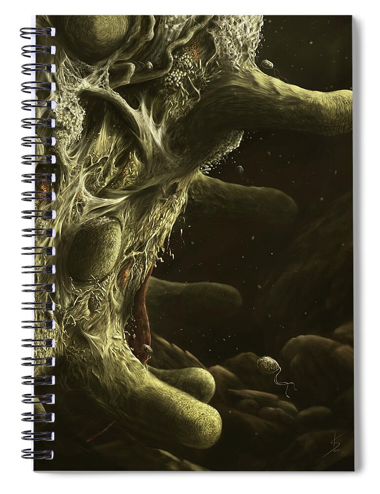 Biodiversity Spiral Notebook featuring the digital art Root surface by Kate Solbakk