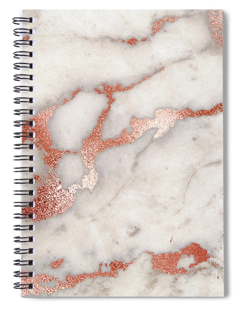Marble Spiral Notebook featuring the painting Rose Gold Marble Blush Pink Copper Metallic Foil by Modern Art