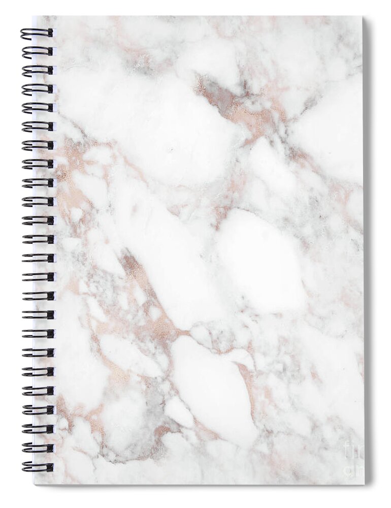 Marble Spiral Notebook featuring the painting Rose Gold Marble Blush Pink Metallic Foil by Modern Art