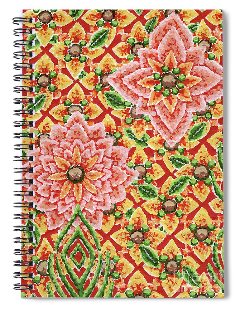 Floral Spiral Notebook featuring the painting Rose Gold Tapestry by Amy E Fraser