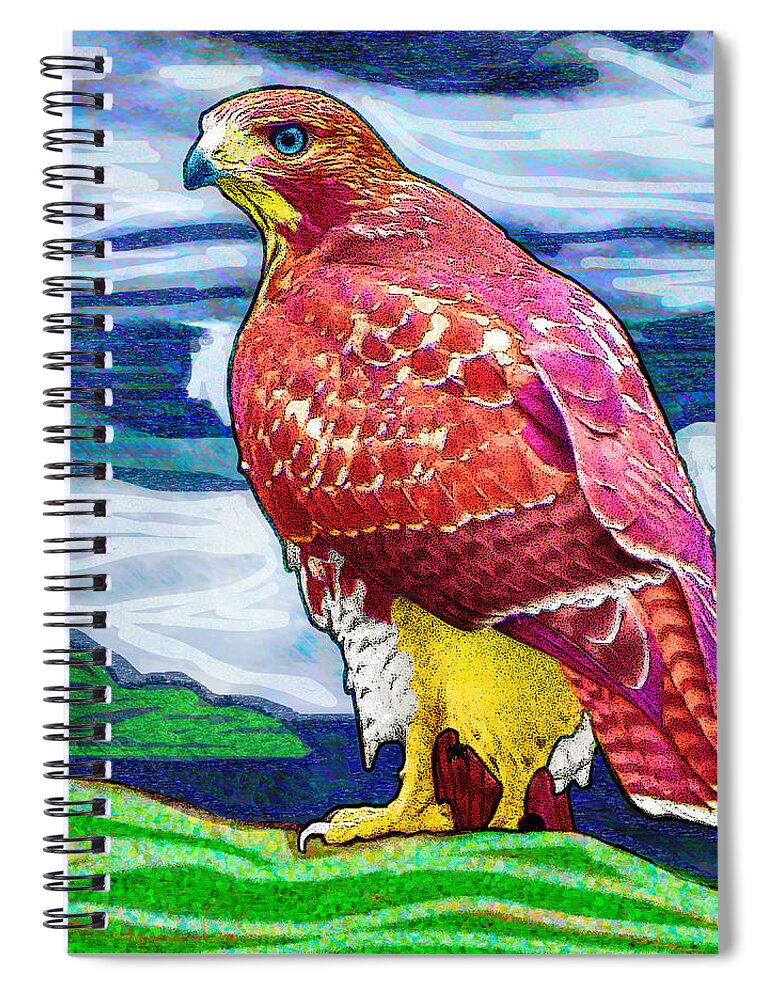 Birds Spiral Notebook featuring the digital art Rose Hill Hawk by Rod Whyte
