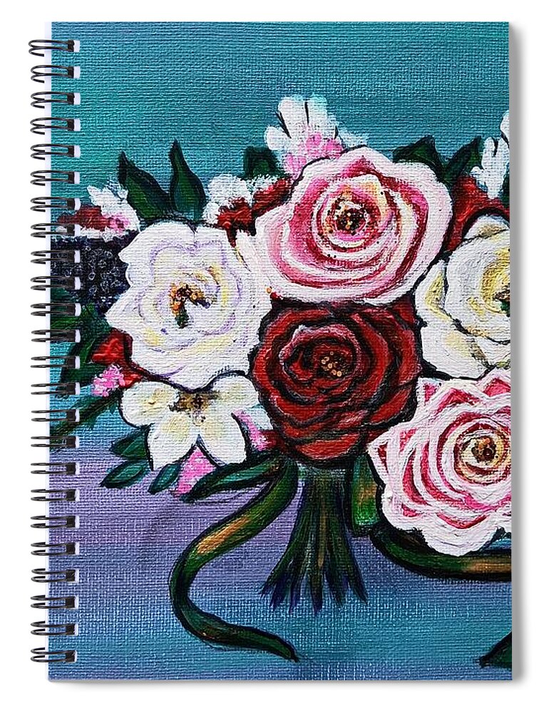 Flower's Spiral Notebook featuring the painting Roses bouquet Floral fantasy by Manjiri Kanvinde