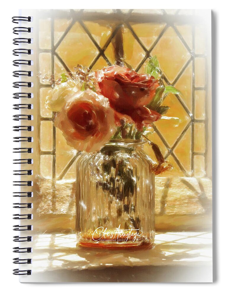 Roses Spiral Notebook featuring the digital art Roses in a Vase by Chris Armytage