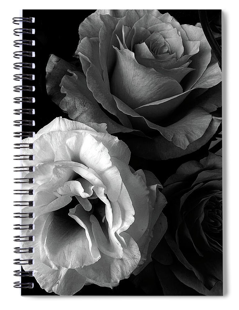 Roses Spiral Notebook featuring the photograph Roses in Black and White by Lorraine Devon Wilke