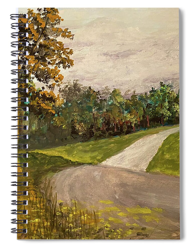 Plein Air Spiral Notebook featuring the painting Ross Prairie Plein Air by Larry Whitler