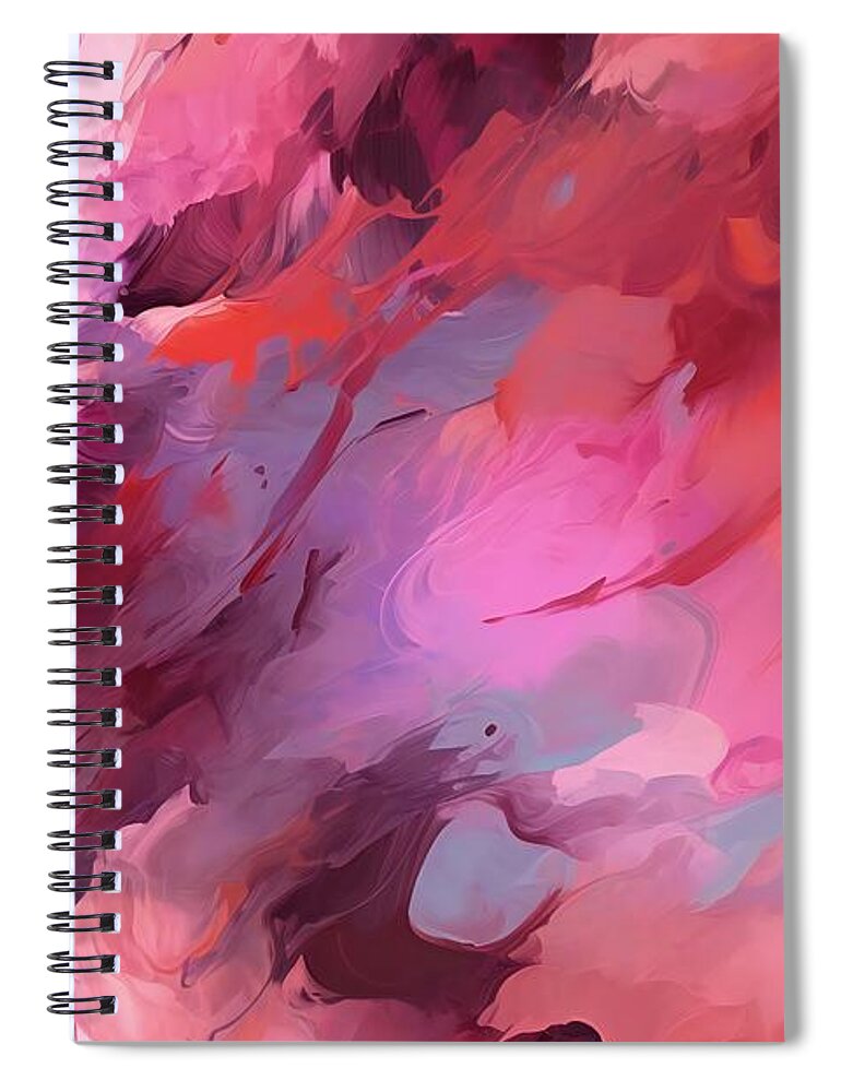 Pink Spiral Notebook featuring the digital art Rosy Skies by Caito Junqueira