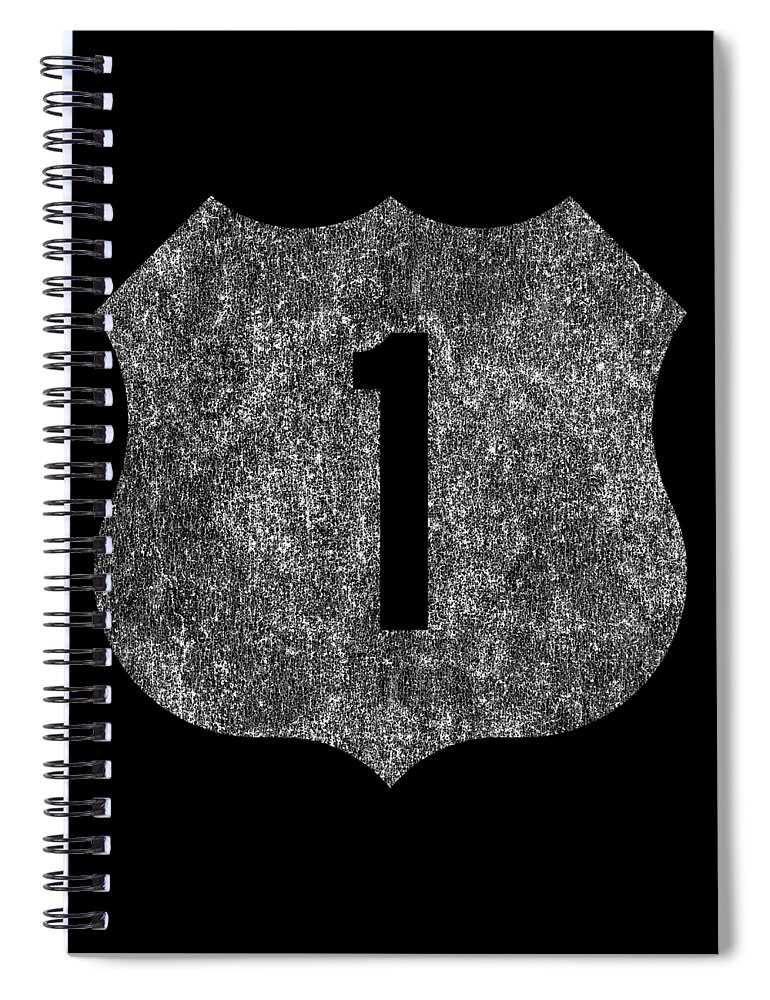 Funny Spiral Notebook featuring the digital art Route 1 Retro by Flippin Sweet Gear