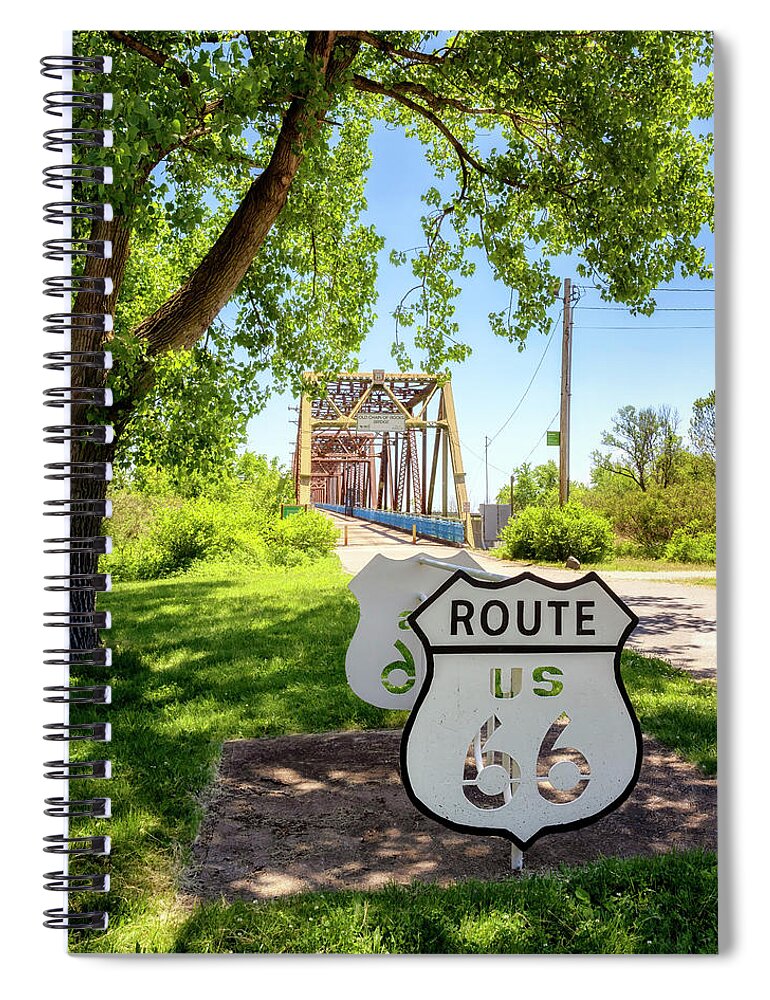 Route 66 Spiral Notebook featuring the photograph Route 66 Bicycle Rack - Old Chain of Rocks Bridge by Susan Rissi Tregoning