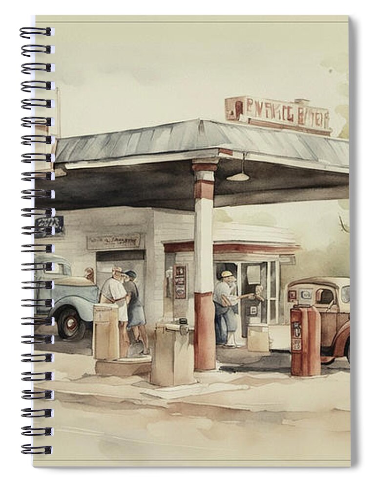 Route 66 Spiral Notebook featuring the painting Route 66 by Jim Hatch