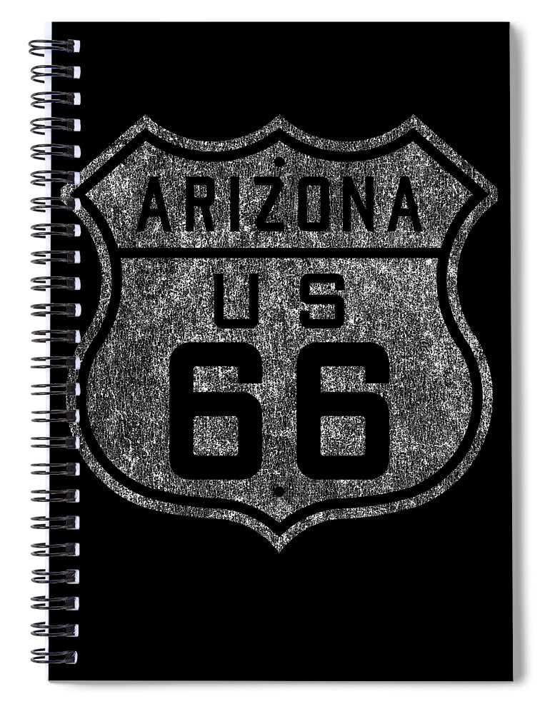 Funny Spiral Notebook featuring the digital art Route 66 Retro by Flippin Sweet Gear