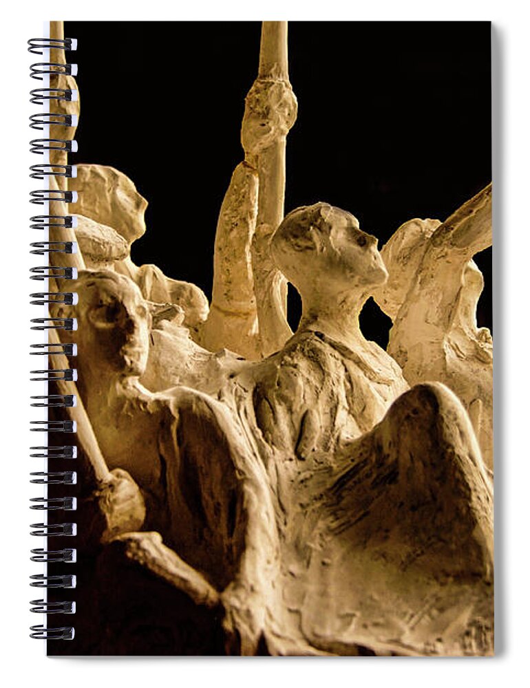 Rowing Boat Sculpture Sepia B&w Spiral Notebook featuring the photograph Rowing Sculpture2 by John Linnemeyer