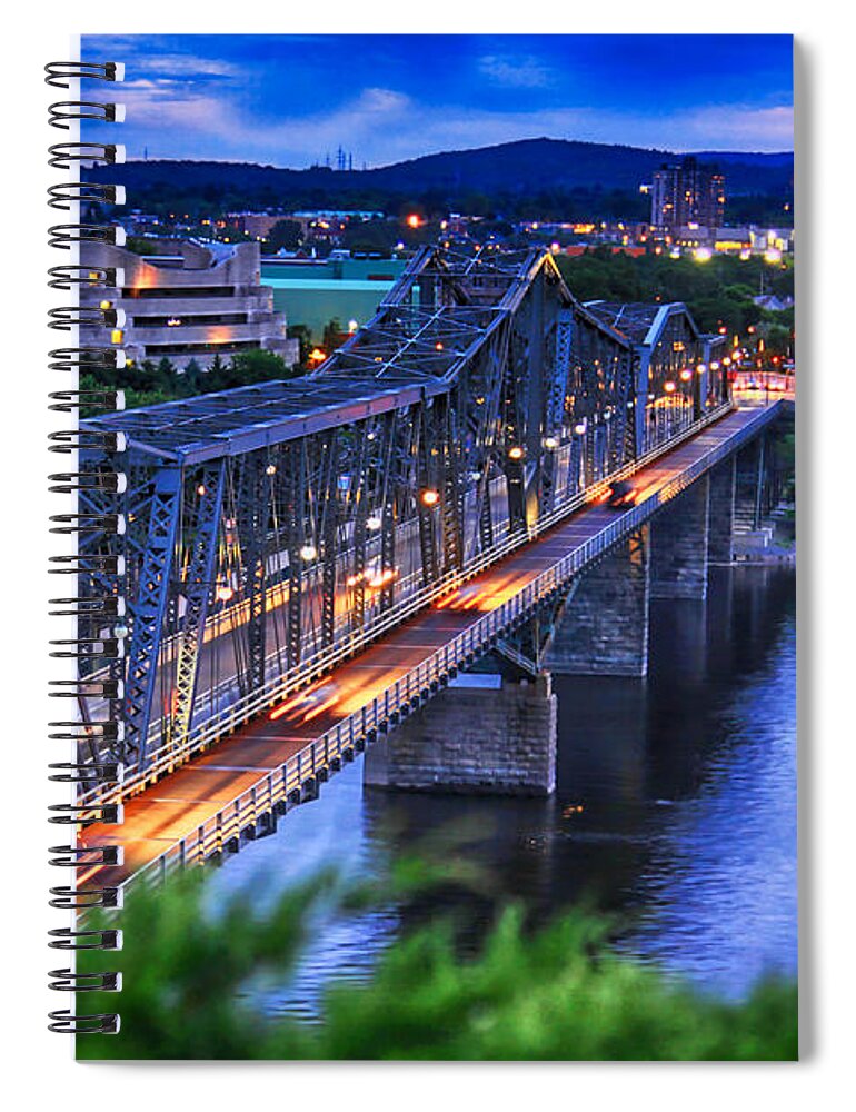 Ottawa Spiral Notebook featuring the photograph Royal Alexandra Interprovincial Bridge by Tatiana Travelways