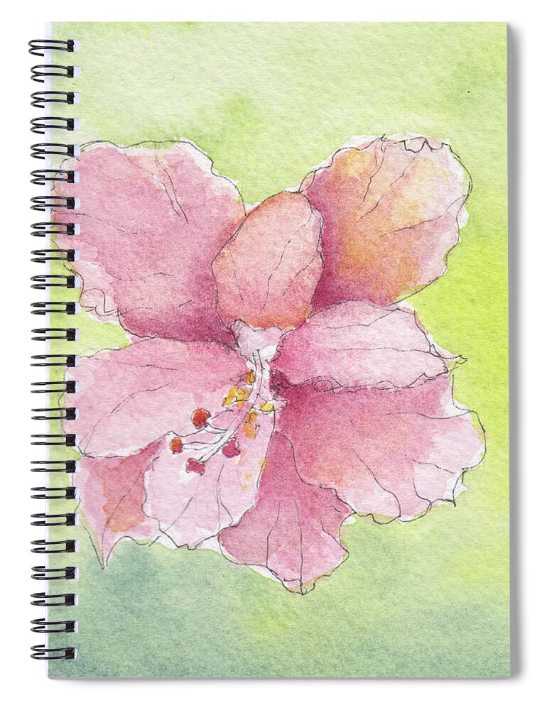 Hibiscus Spiral Notebook featuring the painting Ruffled Hibiscus #2 by Anne Katzeff