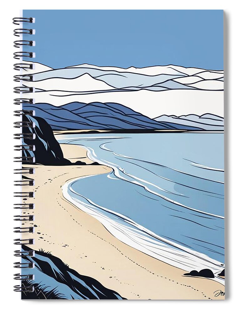 Scottish Spiral Notebook featuring the digital art Rugged beach view by John Mckenzie