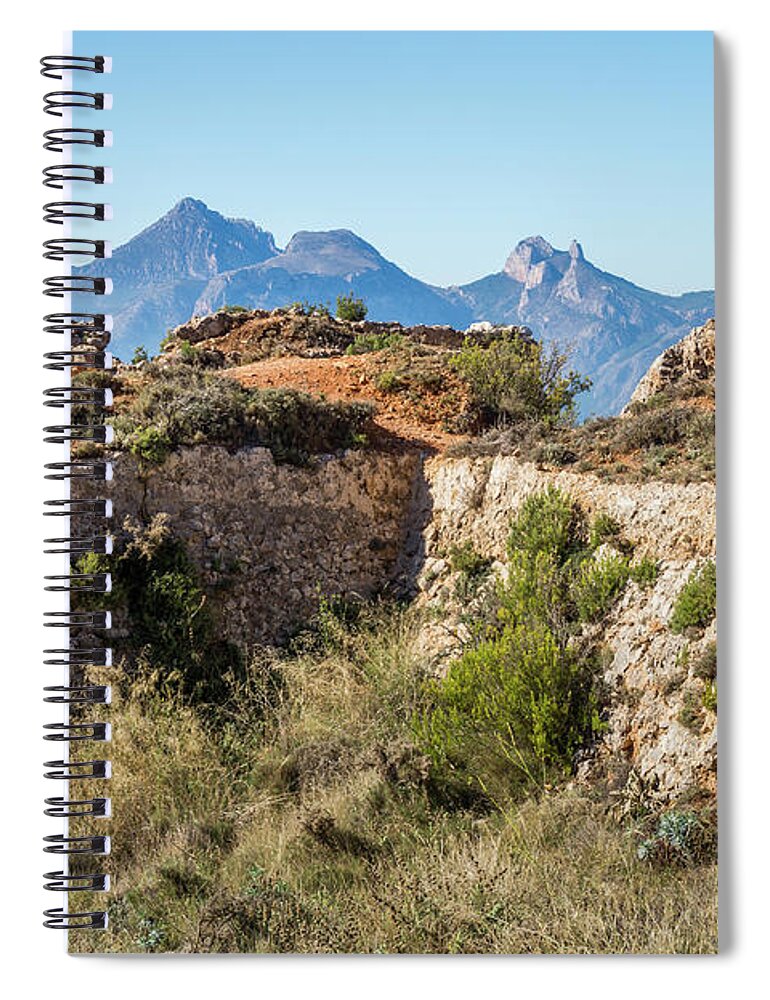 Fortress Spiral Notebook featuring the photograph Ruins of an ancient fortress in the mountains by Adriana Mueller