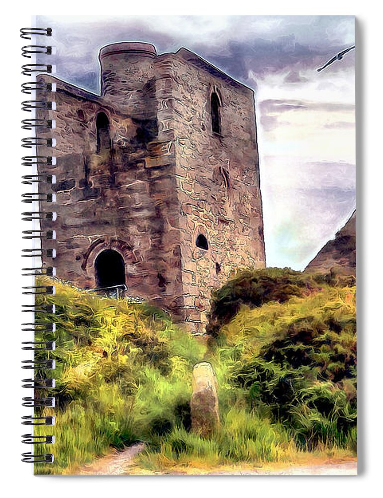 Ruins Spiral Notebook featuring the digital art Ruins of the Old Tin Mine by Pennie McCracken