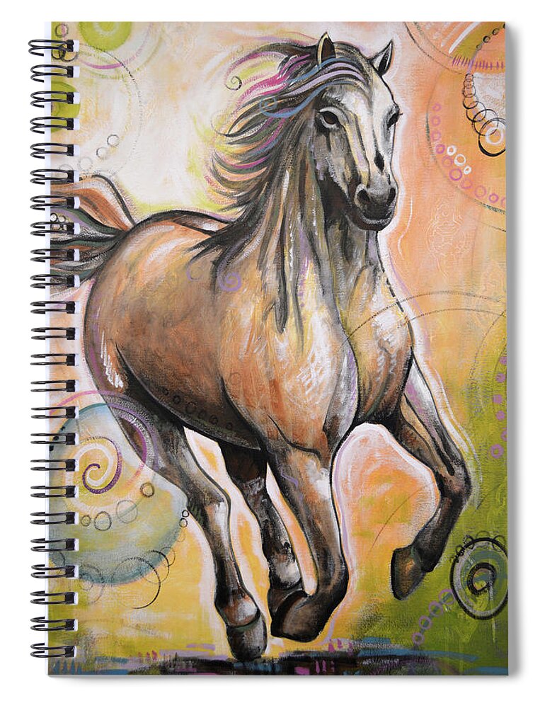 Horse Spiral Notebook featuring the painting Run Free by Amy Giacomelli