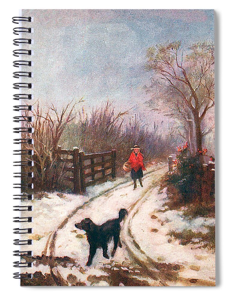 Winter Spiral Notebook featuring the digital art Running Dog by Long Shot
