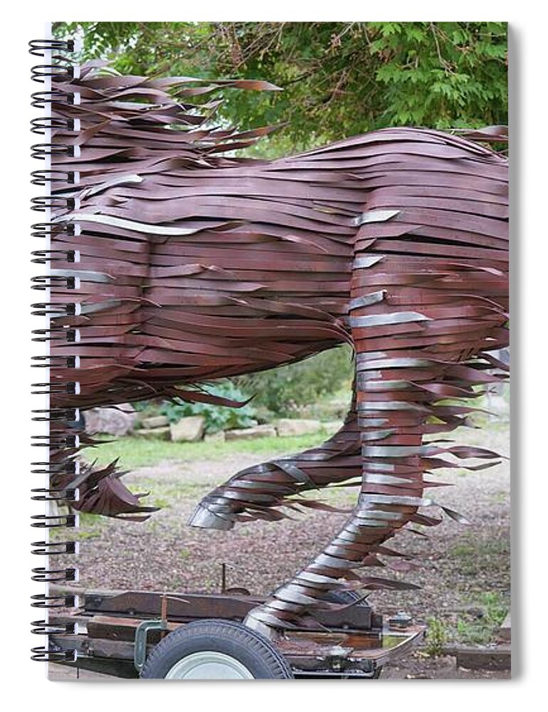 Horse Spiral Notebook featuring the sculpture Running Horse by Hans Droog