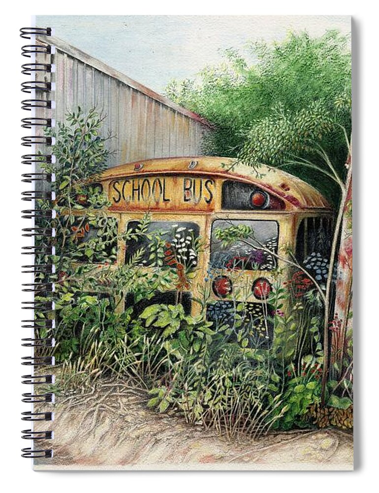 Old Bus Spiral Notebook featuring the drawing Old School by David Neace CPX